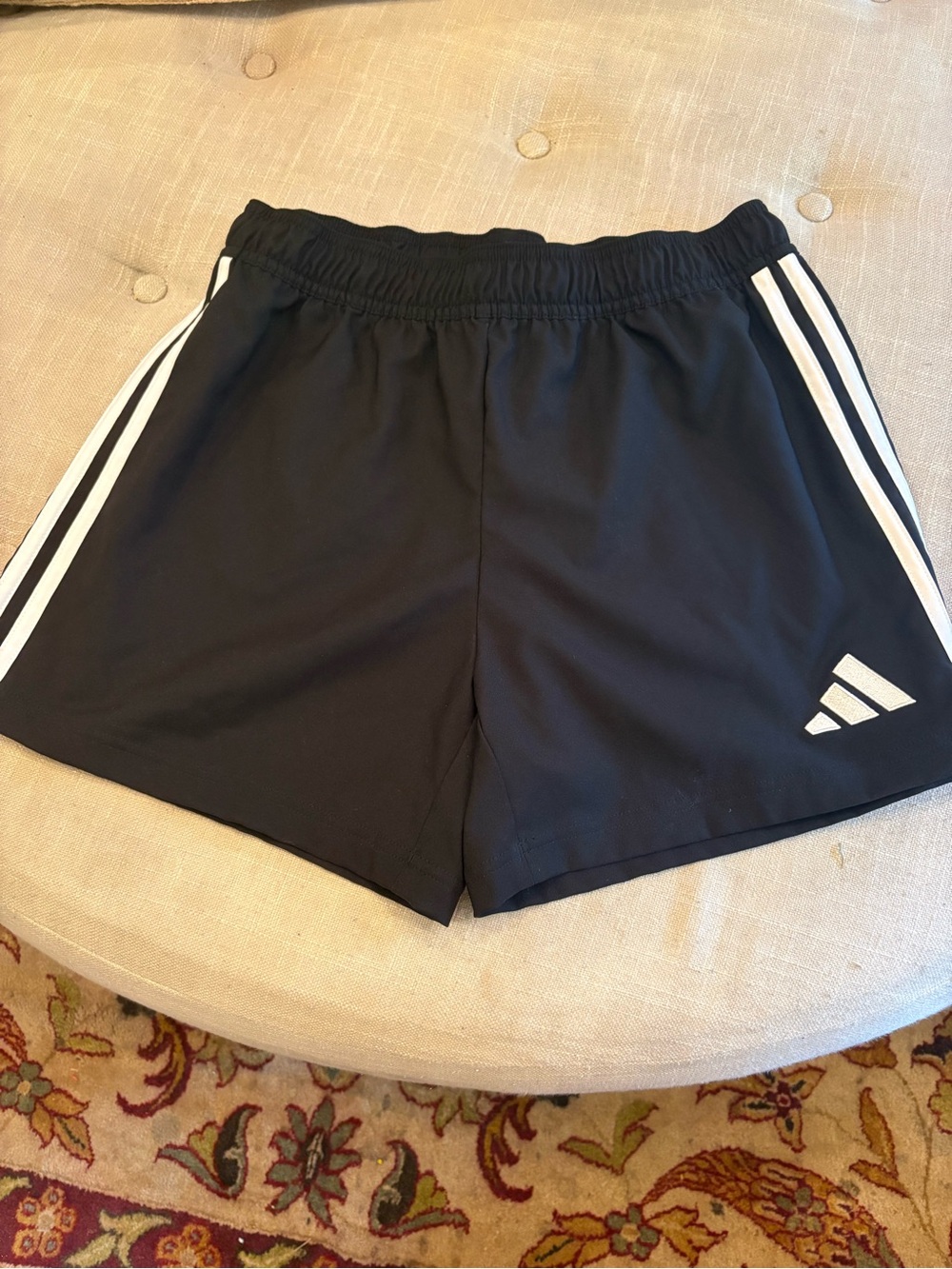 adidas Black Athletic Shorts with White Three Stripes
